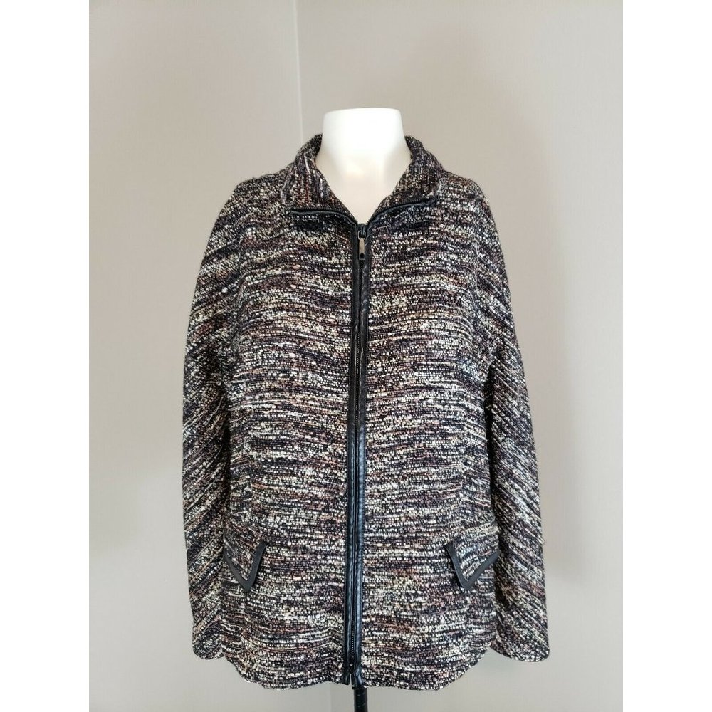 Lafayette 148 Metallic Textured Zip Jacket Size 10